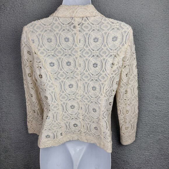 For Cynthia Blazer Jacket Small Cream Lace Gold Button Coquette - Picture 2 of 13